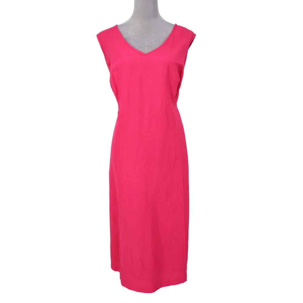 Jessica London Dress Womens 16 Pink Linen Blend Lined Back Zip Sleeveless Career